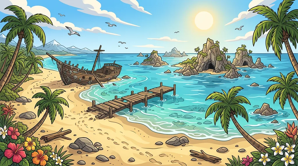 Castaway Cove, a beach full of strange sea creatures