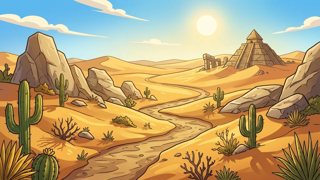 Sunscar Desert, dunes and ancient ruins